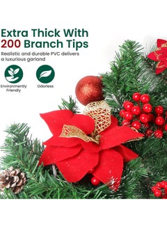 Beauenty 2.7m/9f Decorations Artificial Indoor, Artificial Garland Decoration, Outdoor Garland, for Stairs, Fireplace, Door  - Image 4