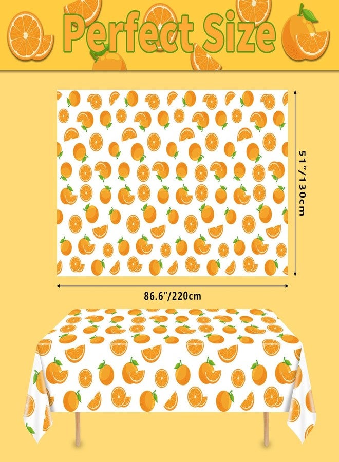 PTECDROTS 4Pcs Little Cutie Tablecloth, Orange Fruit Table Covers, Rectangular Orange Birthday Party Supplies for Kids Birthday Baby Shower Summer Fruit Party, 86 x 51 Inch - Image 2