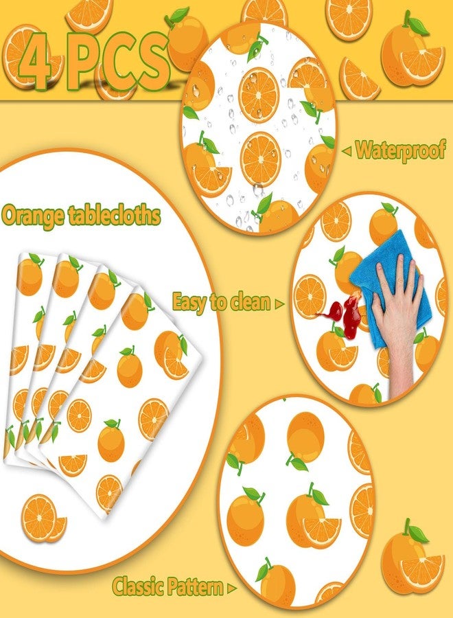 PTECDROTS 4Pcs Little Cutie Tablecloth, Orange Fruit Table Covers, Rectangular Orange Birthday Party Supplies for Kids Birthday Baby Shower Summer Fruit Party, 86 x 51 Inch - Image 3