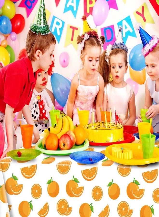 PTECDROTS 4Pcs Little Cutie Tablecloth, Orange Fruit Table Covers, Rectangular Orange Birthday Party Supplies for Kids Birthday Baby Shower Summer Fruit Party, 86 x 51 Inch - Image 5