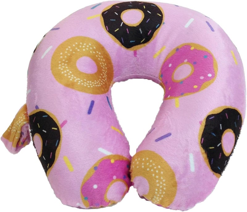 Kids Cozy Soft Microfiber Neck Pillow, Compact, Perfect for Plane or Car Travel, Donut Sprinkle