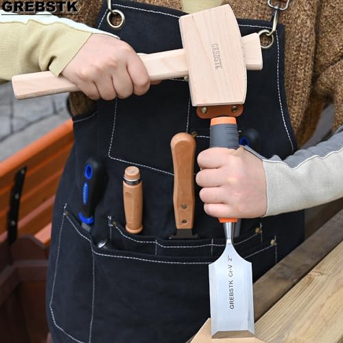 GREBSTK Wooden Mallet Manual Ice Hammer Mallet Beech Solid Carpenter Woodworking Tool 12IN - Image 3