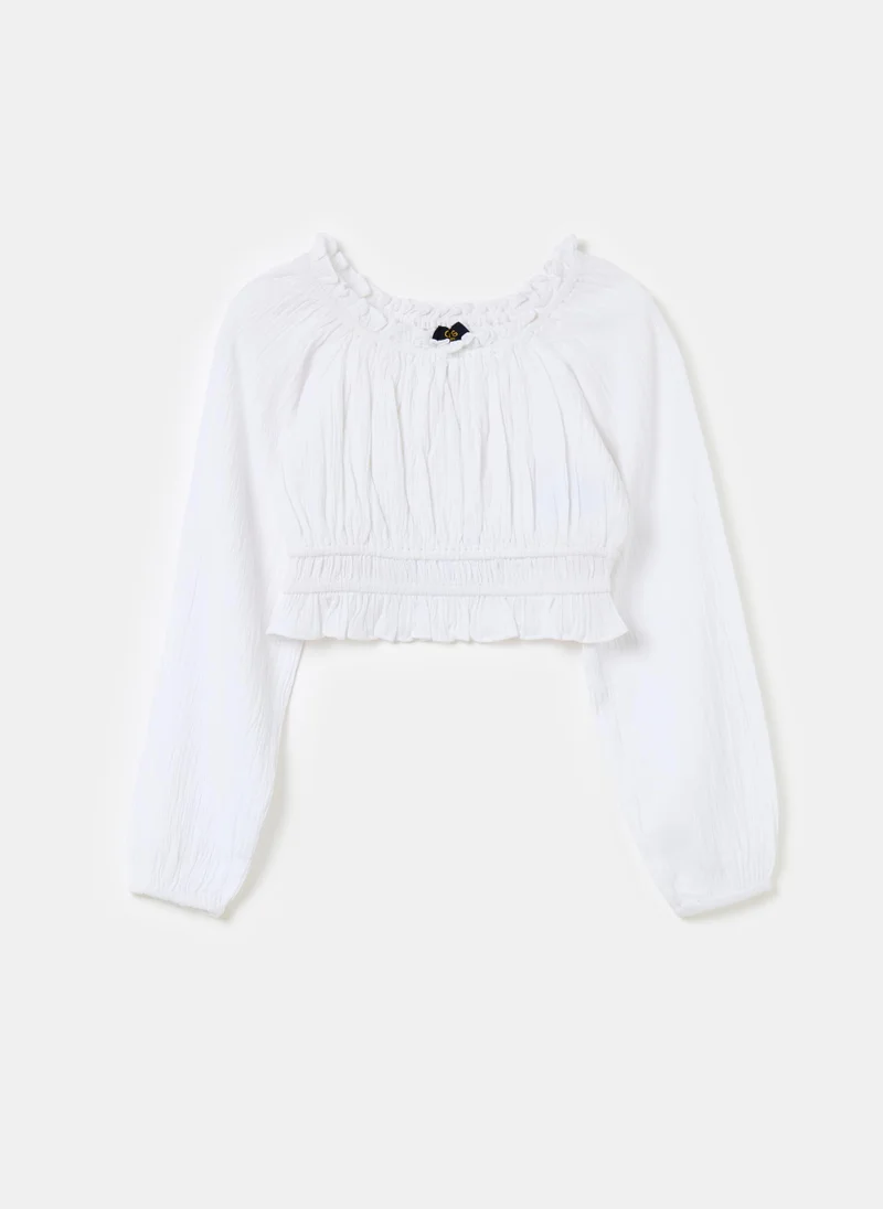 Ovs Crop blouse in crêpe with frills