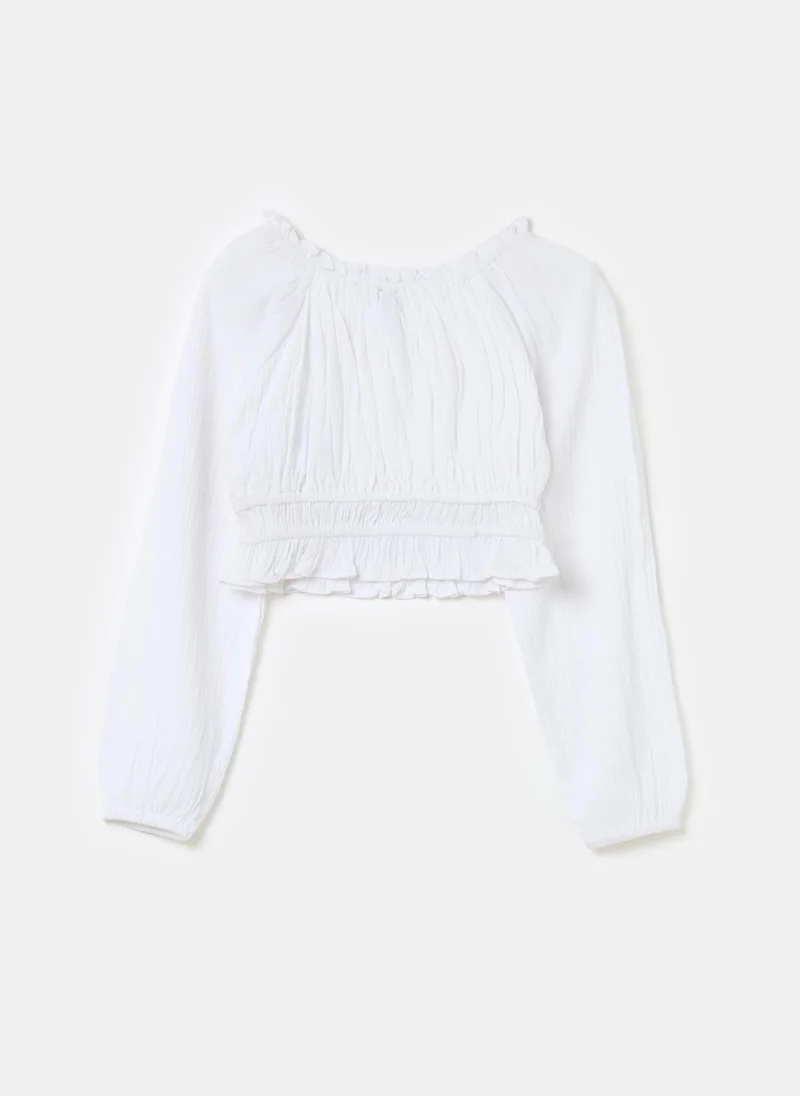 Ovs Crop blouse in crêpe with frills