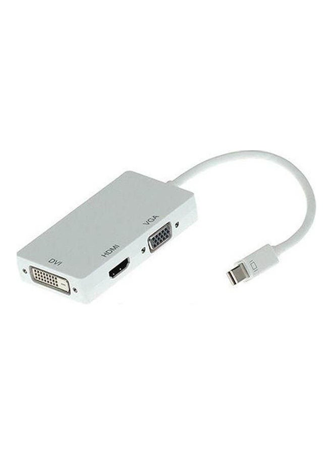 NIBEMINENT 1080P Mini Display Port Dp To Hdmi Dvi Vga Adapter 3 In 1 Thunderbolt Converter White