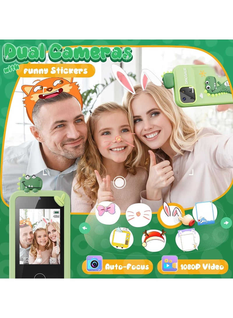 Kids Smart Phone Toys ,Dinosaurs Gift Toys for Kids Ages 3-9  Birthday Gifts Mini Smart Phone Toys with 2.8" Touchscreen 16 Learning Games Dual Camera Music Player, 32G SD Card - Image 3