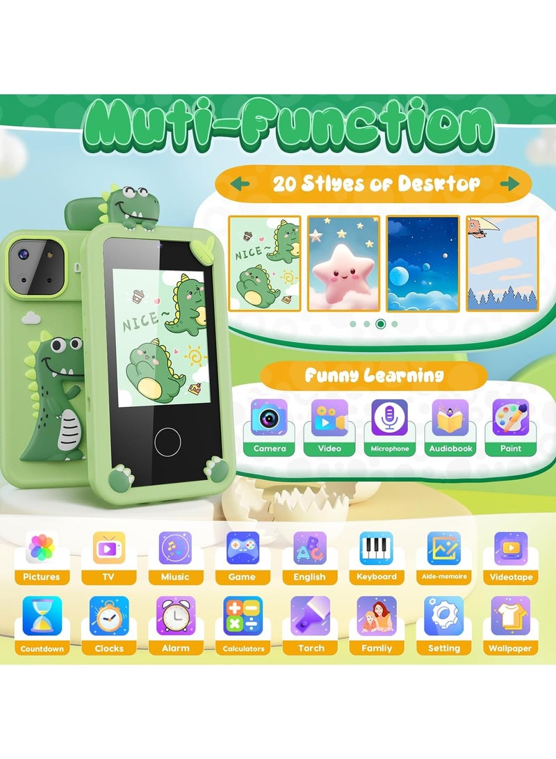 Kids Smart Phone Toys ,Dinosaurs Gift Toys for Kids Ages 3-9  Birthday Gifts Mini Smart Phone Toys with 2.8" Touchscreen 16 Learning Games Dual Camera Music Player, 32G SD Card - Image 2