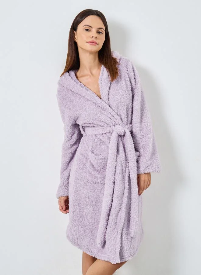 Styli Styli Bear Ears Hooded Fleece Pocket Robe