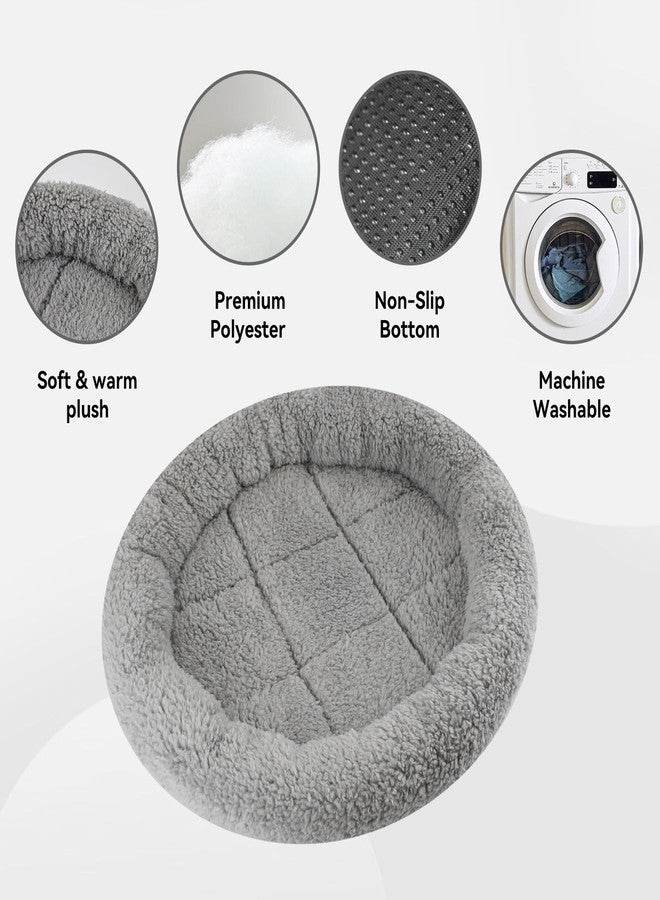 Billionchains Round Cat Bed Washable Cat Donut Bed with Non-Slip Bottom Comfortable Soft Pet Bed for Indoor Cats/Gray （Diameter: 15.75"） - Image 2