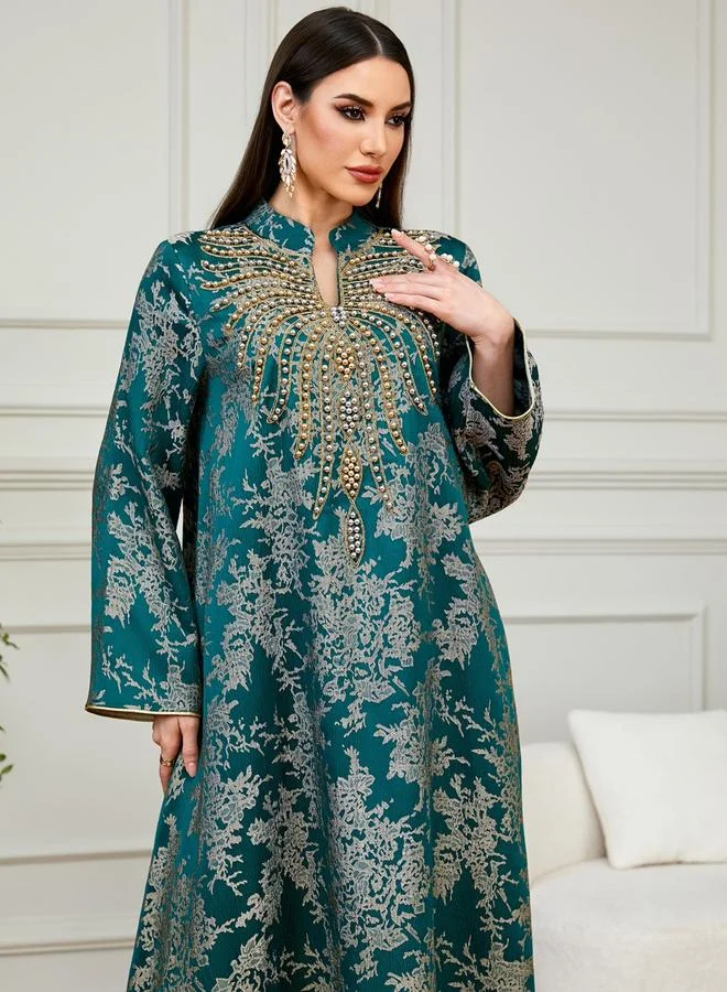 تايك تو جلابية بتفاصيل مزينة وقماش بارز الملمس