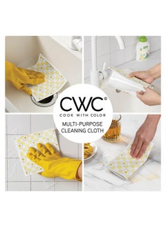 COOK WITH COLOR COOK WITH COLOR Eco-Friendly Reusable Swedish Dishcloths for Kitchen - Pack of 8 Reusable Paper Towels, Biodegradable Cellulose Sponge Cloths- Assorted Designs and Colors, Pink and Yellow Floral  - Image 2