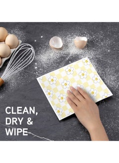 COOK WITH COLOR COOK WITH COLOR Eco-Friendly Reusable Swedish Dishcloths for Kitchen - Pack of 8 Reusable Paper Towels, Biodegradable Cellulose Sponge Cloths- Assorted Designs and Colors, Pink and Yellow Floral  - Image 5