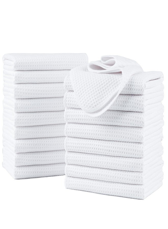 POLYTE Premium Microfiber Kitchen Dish Hand Towel Waffle Weave 18 Pack (16x28 in, White) - Image 1