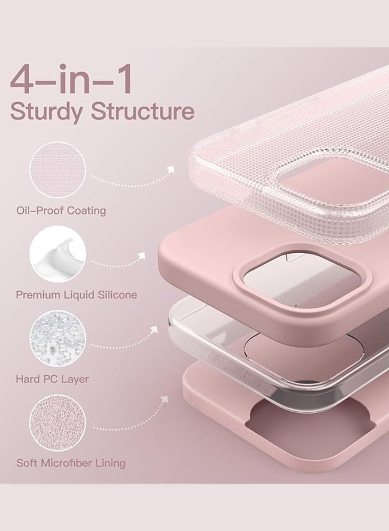 Yuwell iPhone 15 Pro Case Silicone Phone Case Shockproof Protective Case Cover Anti-Scratch Microfiber Lining 4 Layers Ultra Slim iPhone Case 6.1 Inch iPhone 15 Pro Silicone Case Pink - Image 3