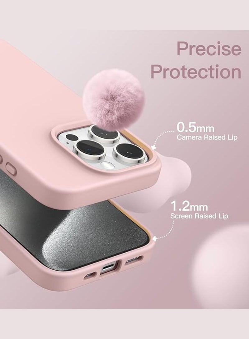 Yuwell iPhone 15 Pro Case Silicone Phone Case Shockproof Protective Case Cover Anti-Scratch Microfiber Lining 4 Layers Ultra Slim iPhone Case 6.1 Inch iPhone 15 Pro Silicone Case Pink - Image 4
