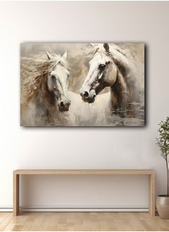 LOWHA Canvas Wall Art Stretched Over Wooden Frame with Couple of Horses Painting  - Image 1
