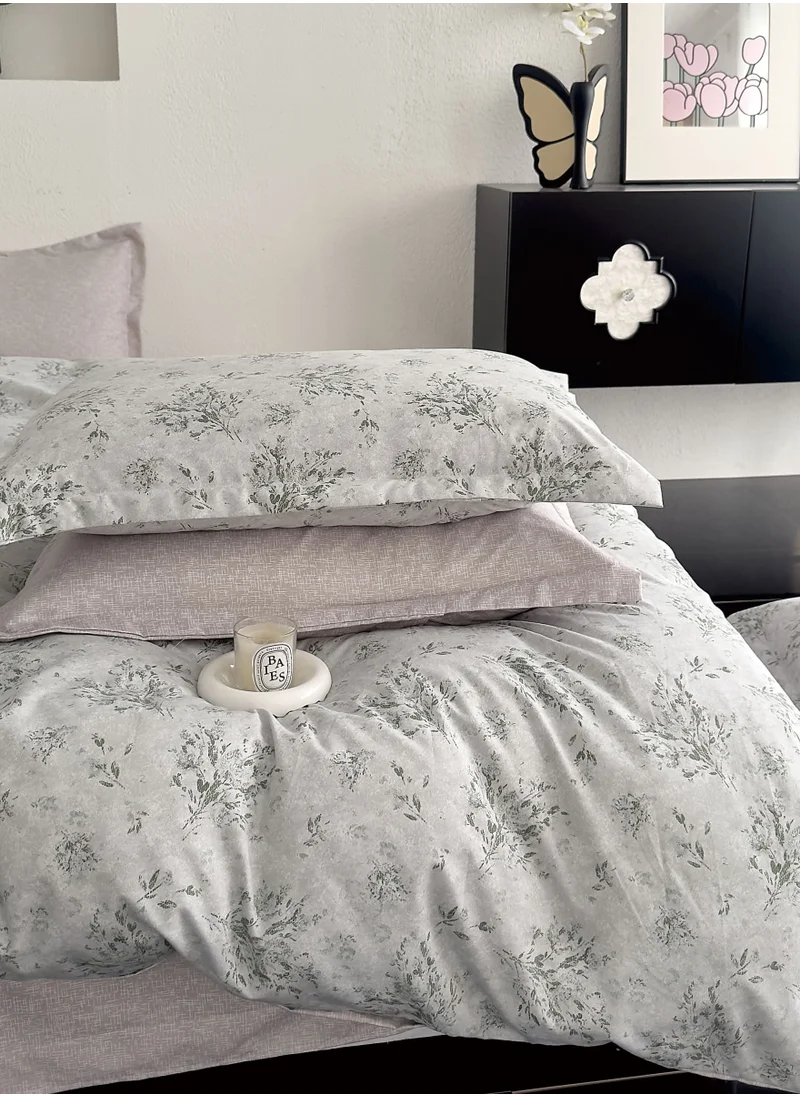 Donetella Printed Duvet Set, King Size 220x240 cm - 6-Pcs Bed Set, Microfiber Fabric - 1 Duvet Cover, 1 Fitted Sheet, 2 Pillow Shams, 2 Pillowcases (Filler Not Included)