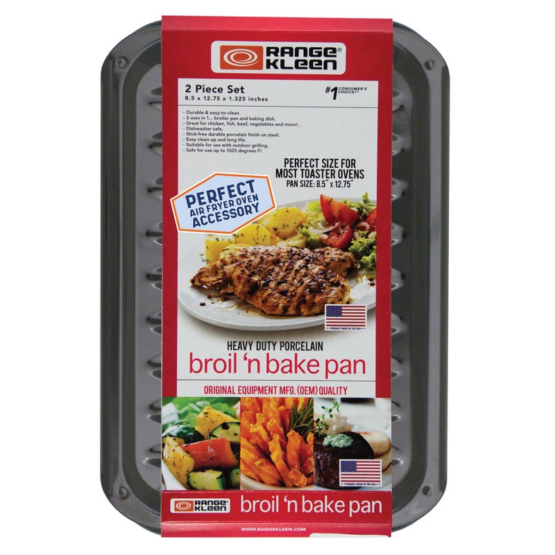 Range Kleen BP106X Air Fry, Bake and Broil Pan 8.5 x 12.75" Black