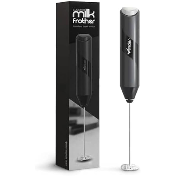 Vencier Handheld Milk Frother  Stainless Steel Electric Whisk  Portable BatteryOperated Foam Maker For Lattes Matcha  Shakes  Ergonomic Compact  Easy To Clean Batteries Not Included Black - Image 1