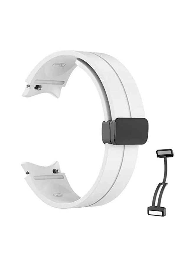 S-Color Samsung Galaxy Watch 5 Pro 45mm Strap With Magnetic Folding Buckle, 20mm Silicone Sport band for Galaxy Watch 5 40mm 44mm No Gap Wristband for Men Women White  - Image 4