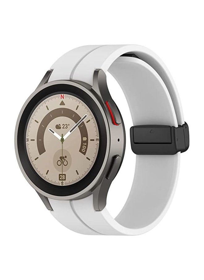 S-Color Samsung Galaxy Watch 5 Pro 45mm Strap With Magnetic Folding Buckle, 20mm Silicone Sport band for Galaxy Watch 5 40mm 44mm No Gap Wristband for Men Women White  - Image 1