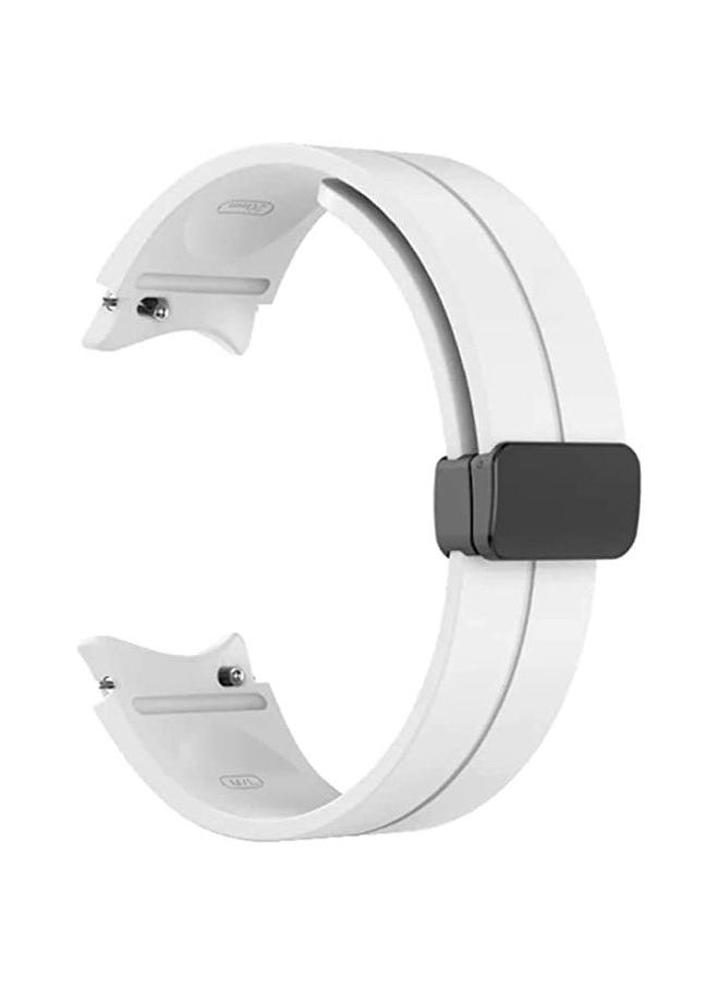 S-Color Samsung Galaxy Watch 5 Pro 45mm Strap With Magnetic Folding Buckle, 20mm Silicone Sport band for Galaxy Watch 5 40mm 44mm No Gap Wristband for Men Women White  - Image 2