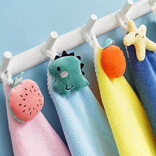 Home-Cloud HomeCloud Cute Kids Hand Towels With Hanging Loop for Toddlers - Microfiber for Bathroom, Kitchen, Home (4 Pcs), Multi - Image 3