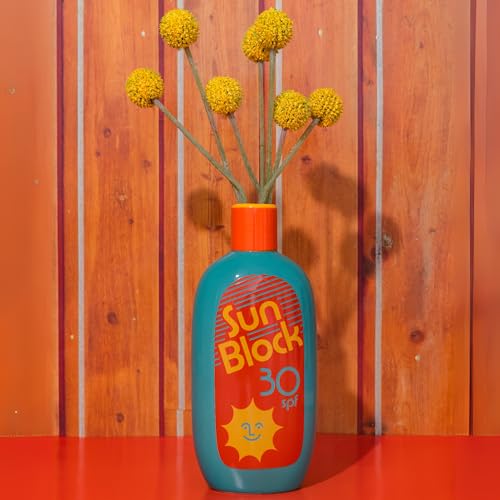 ban.do Vintage Inspired Sunblock Bottle Vase, Decorative Ceramic Vase, Large Flower Vase, Unique Sunblock Decor for Home/Kitchen/Office - Image 5
