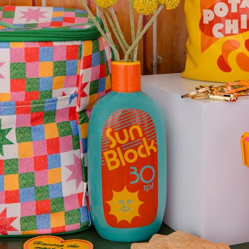 ban.do Vintage Inspired Sunblock Bottle Vase, Decorative Ceramic Vase, Large Flower Vase, Unique Sunblock Decor for Home/Kitchen/Office - Image 3