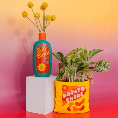 ban.do Vintage Inspired Sunblock Bottle Vase, Decorative Ceramic Vase, Large Flower Vase, Unique Sunblock Decor for Home/Kitchen/Office - Image 4