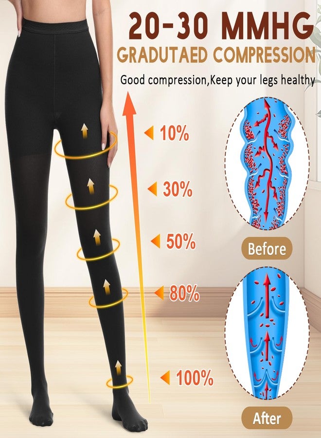 CASMON 20-30 mmHg Compression Pantyhose for Women & Men, 2 Pairs Closed Toe High-waist Compression leggings for Varicose Veins Edema - Image 2