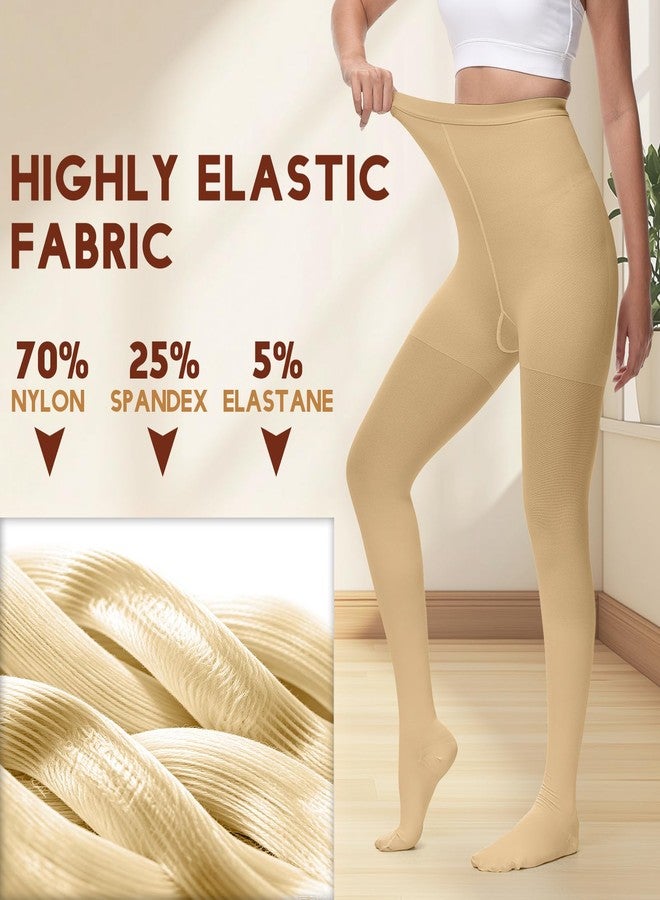 CASMON 20-30 mmHg Compression Pantyhose for Women & Men, 2 Pairs Closed Toe High-waist Compression leggings for Varicose Veins Edema - Image 4