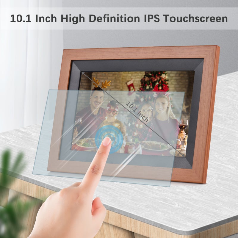 إطار صور رقمي: شاشة لمس IPS بحجم 10.1 بوصة مع ذاكرة مدمجة 16 جيجا بايت - مشاركة لاسلكية سهلة عبر تطبيق Frameo و دوران تلقائي للعائلة والأصدقاء - Image 3
