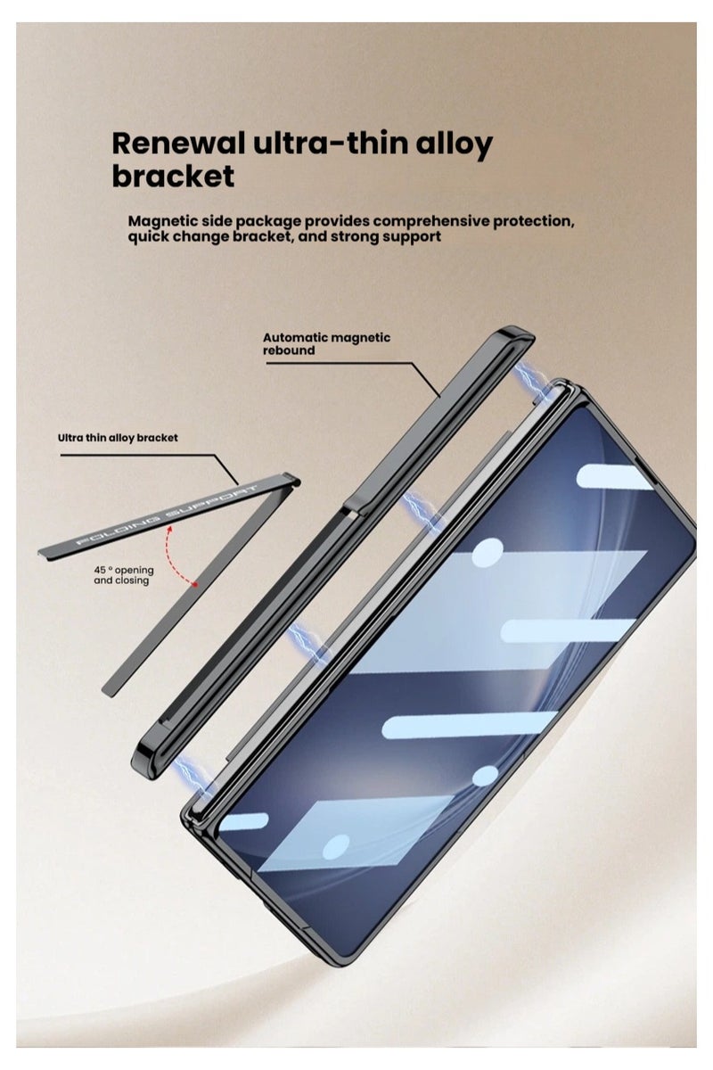 general Compatible with vivo X Fold5 phone case, privacy screen protector, foldable screen protective case, electroplated transparent full-coverage stand, shock-resistant protective case. - Image 4