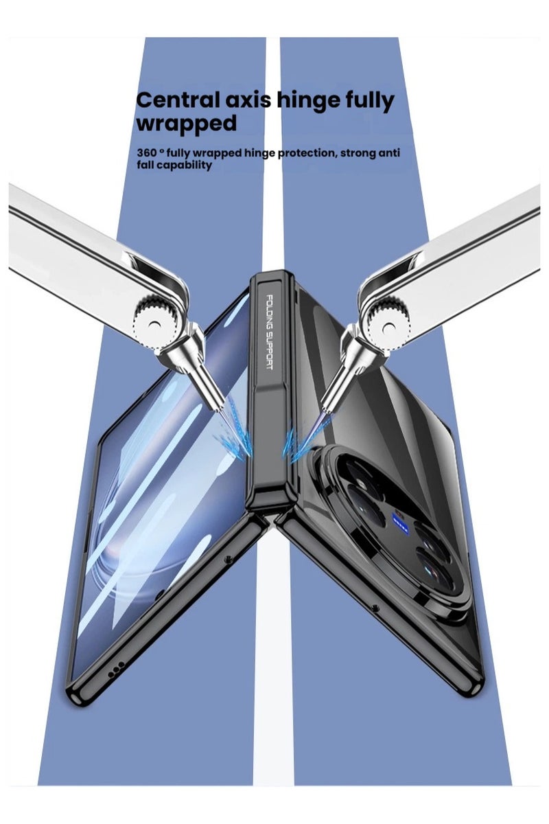 general Compatible with vivo X Fold5 phone case, privacy screen protector, foldable screen protective case, electroplated transparent full-coverage stand, shock-resistant protective case. - Image 3