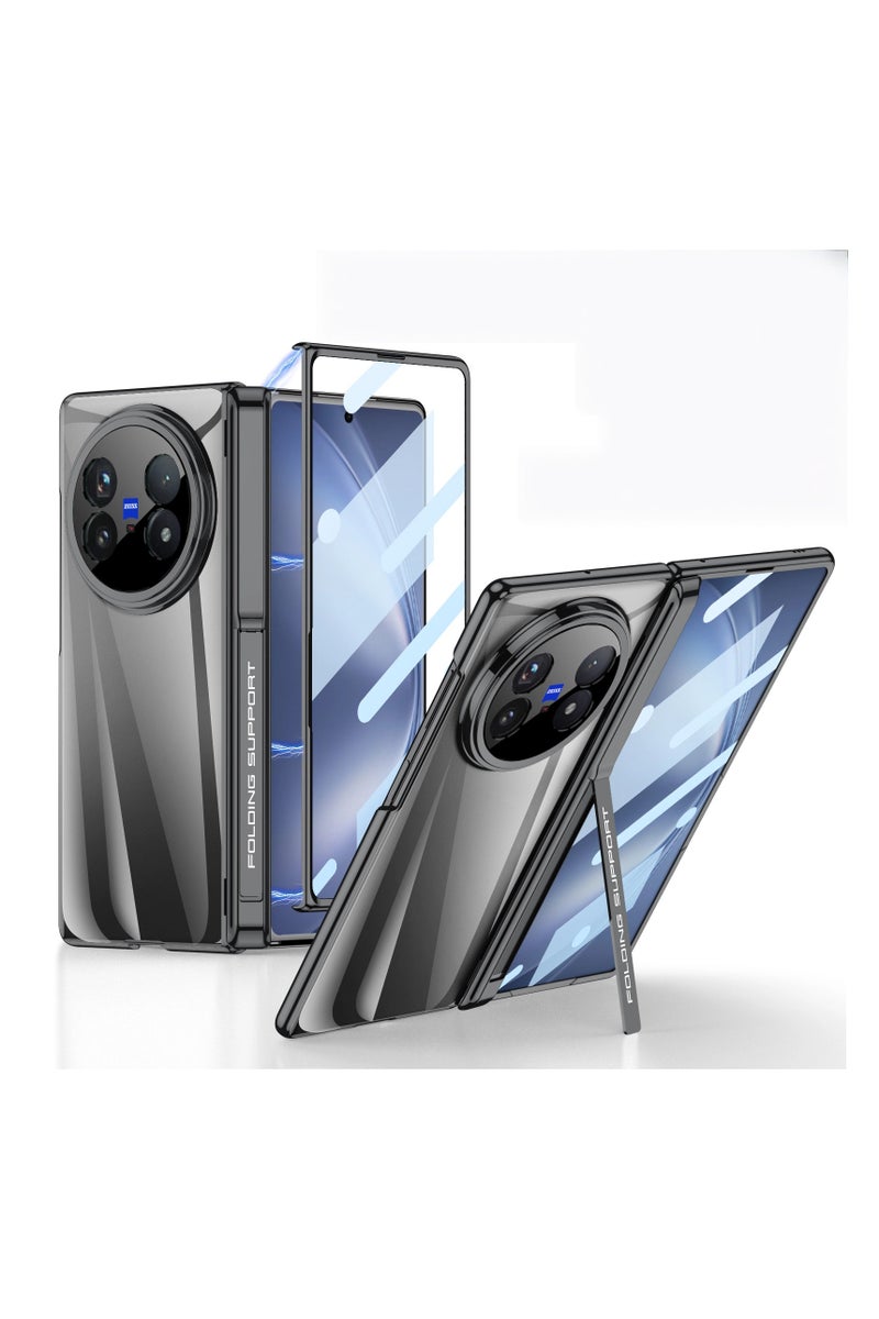general Compatible with vivo X Fold5 phone case, privacy screen protector, foldable screen protective case, electroplated transparent full-coverage stand, shock-resistant protective case. - Image 1
