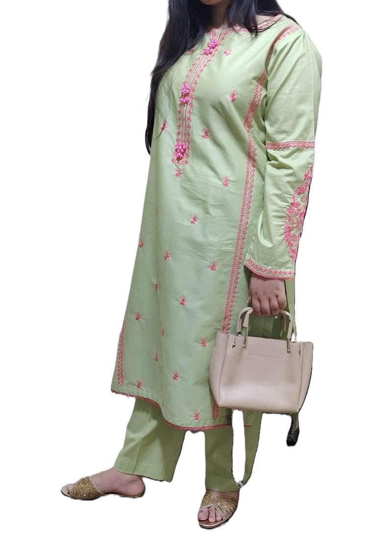 Fabric Pakistani Lawn Embroidery Stitched 2-Piece – 2026 Collection. - Image 1