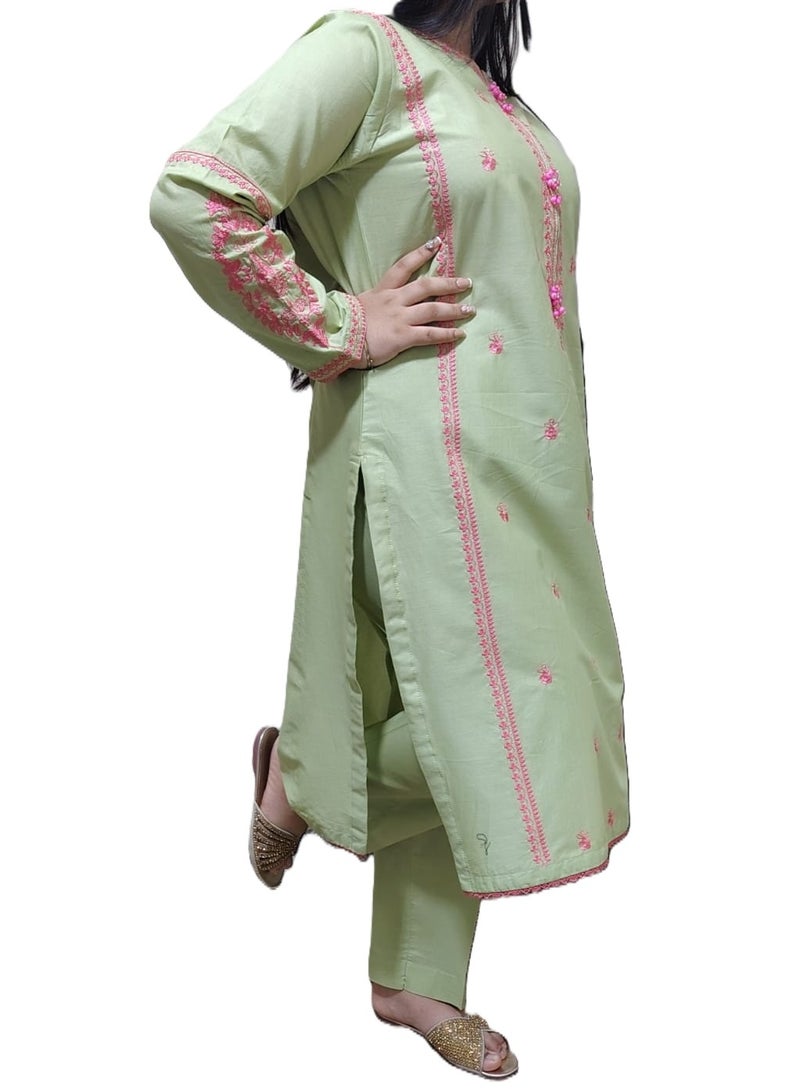 Fabric Pakistani Lawn Embroidery Stitched 2-Piece – 2026 Collection. - Image 2