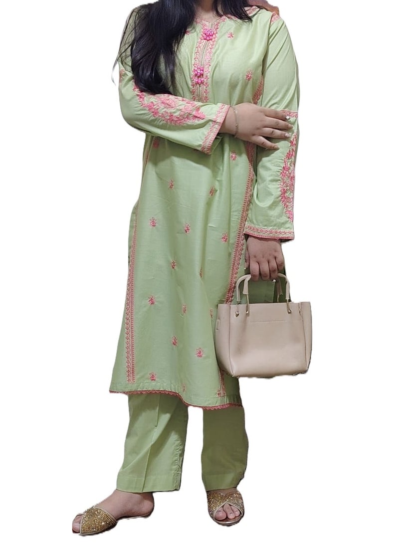 Fabric Pakistani Lawn Embroidery Stitched 2-Piece – 2026 Collection. - Image 4