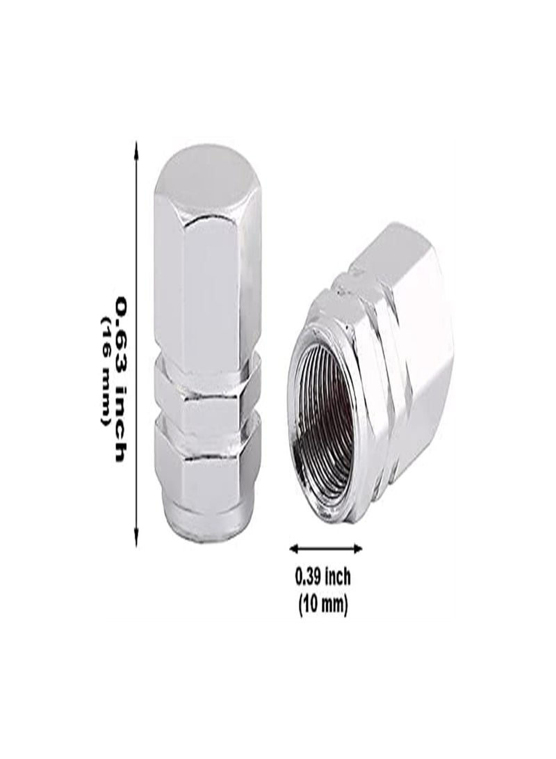 Goolsky 4-Piece Tire Stem Wheel Valve Covers Car Dustproof Tire Cap, Hexagon Shape Silver - Image 2