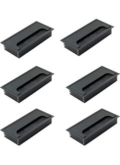 PROMASS promass Desk Cable Hole Cover, 6 Pack Black Plastic Rectangle Cable, Desk Circular Cable Ring with Hole Saw, ABS Plastic Desk Port Hole Cover, Wire Organizer, Desk Grommet for Office  - Image 1