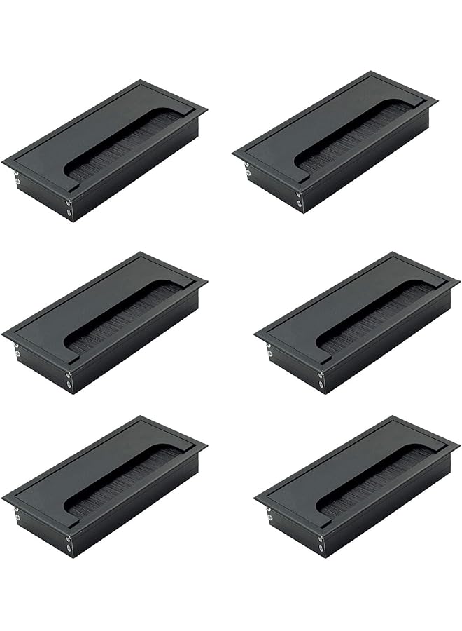 promass Desk Cable Hole Cover, 6 Pack Black Plastic Rectangle Cable, Desk Circular Cable Ring with Hole Saw, ABS Plastic Desk Port Hole Cover, Wire Organizer, Desk Grommet for Office - Image 1