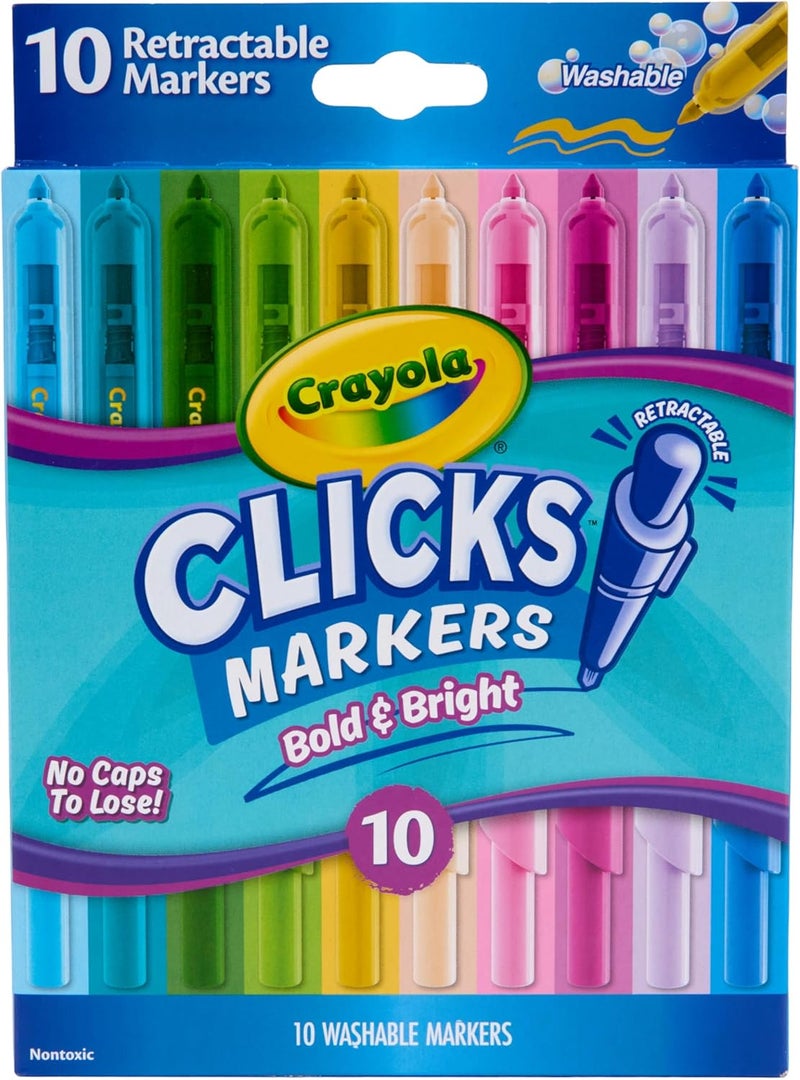 Crayola أقلام ماركر كرايولا القابلة للسحب 10 قطع قابلة للغسل، جريئة ومشرقة - Image 1