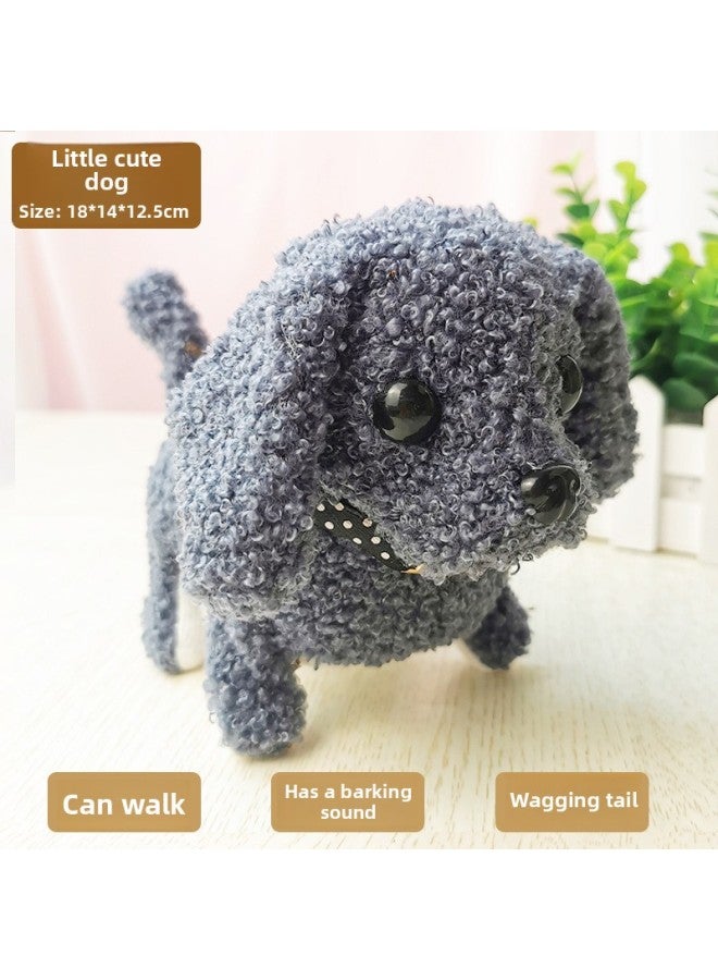 لعبة كلب الأطفال القطيفة الكهربائية، كلب المشي، كلب كهربائي، كشك إلكتروني، جرو، حيوان أليف - اللون: كلب صغير لطيف 【رمادي】 - Image 1