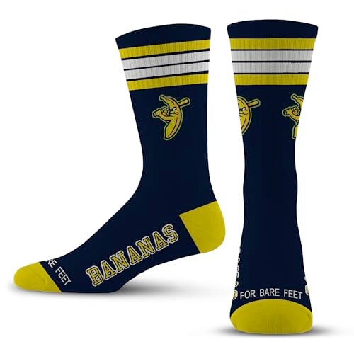 For Bare Feet SAVANNAH BANANAS 4 Stripe Deuce Crew Sock Team Colors YOUTH - Image 1