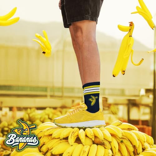 For Bare Feet SAVANNAH BANANAS 4 Stripe Deuce Crew Sock Team Colors YOUTH - Image 3