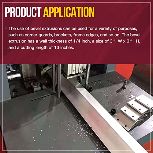 DOUYUDAO 13Inch Aluminum Angle Stock, 3" x 3"x 1/4" Angle Aluminum 6061, T6511 Mill Stock 1/4" Thick 1PCS - Image 5