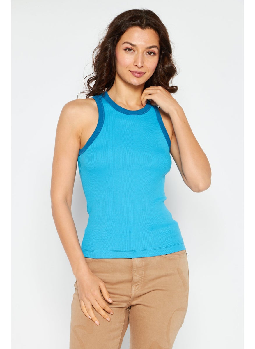 Women Round Neck Sleeveless Plain Tank Top, Blue - pzsku/ZB2D22E3A811037172003Z/45/_/1724351074/62950fd1-0d76-4d30-8be9-07e2c7d2f151