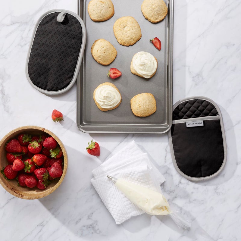 KitchenAid Asteroid Pot Holder 2-Pack Set  Black  6.5""x10"" - Image 1