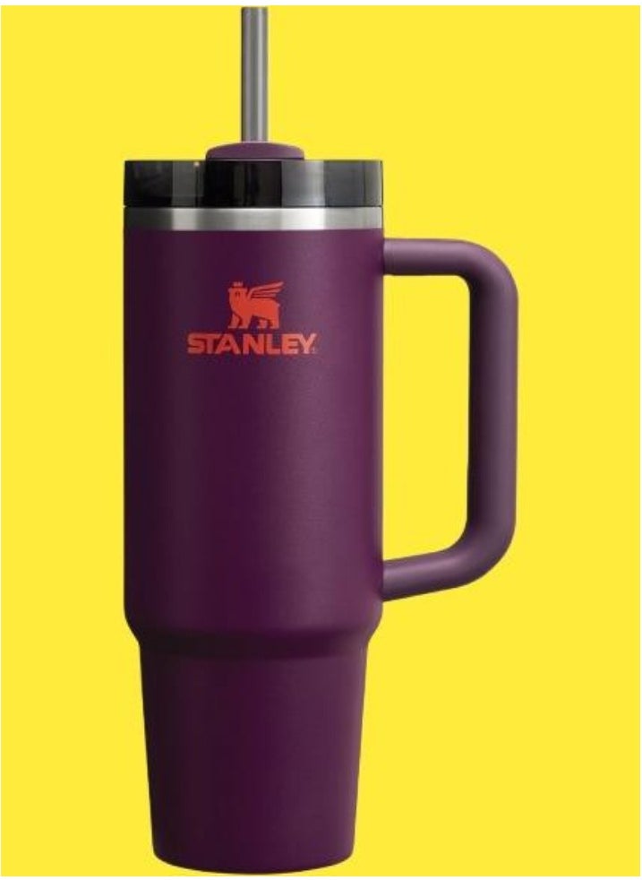 Stanley Quencher H2.0 FlowState Stainless Steel Vacuum Insulated Tumbler, 40oz – Keeps Water, Iced Tea, Coffee, Smoothies & More Cold for Hours, Spill-Proof Lid with Straw, Durable Ergonomic Handle, Plum Color, Ideal for On-the-Go Hydration